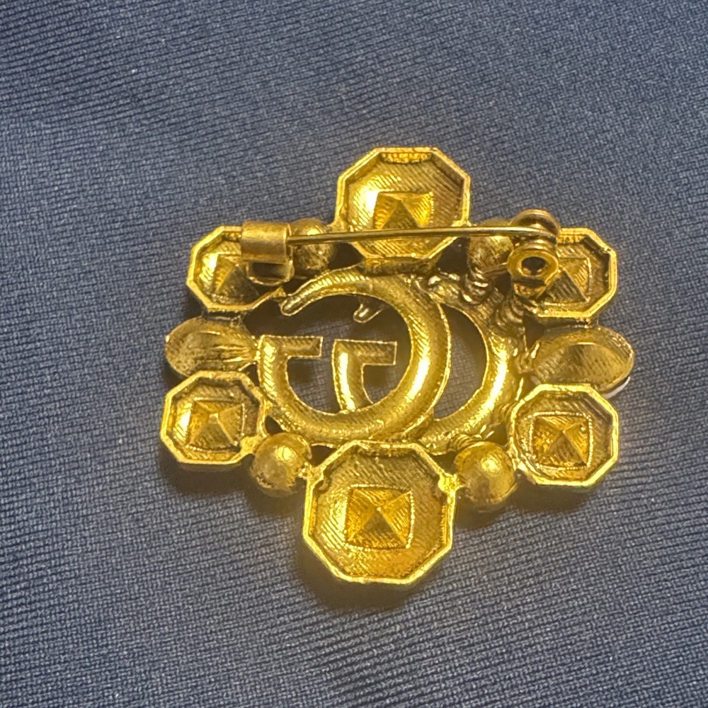 Gold and Multicolor Brooch - Picture 2 of 3